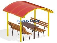 Стол и лавки под навесом МАФ 4005 в Костроме