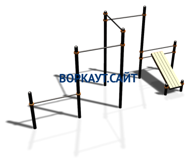 Воркаут комплекс разноуровневых турников со скамьей для пресса ВС-37 в Костроме