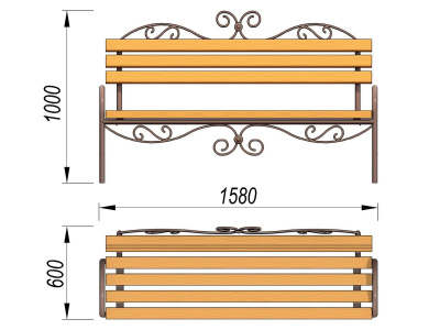 Лавочка кованная МАФ 1606 в Костроме