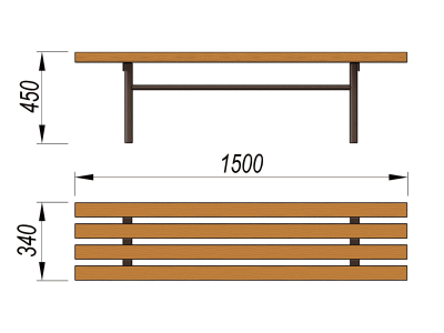 Лавочка без спинки МАФ 1601 в Костроме