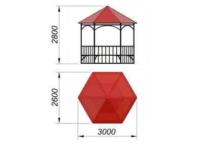 Беседка с лавками и полом МАФ 4122 в Костроме
