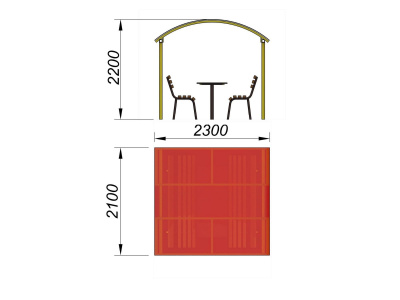 Стол и лавки под навесом МАФ 4005 в Костроме