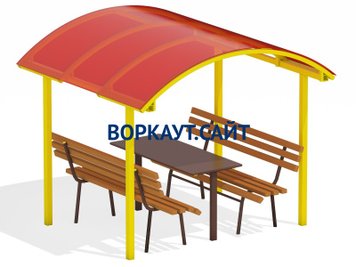 Стол и лавки под навесом МАФ 4005 в Костроме