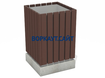 Урна деревянная квадратная с бетонным основанием МАФ 1633 в Костроме